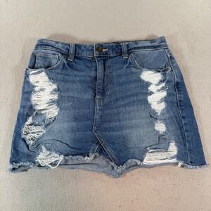 Hollister High‎ Rise Distressed Denim Mini Skirt Blue Size 5 W27